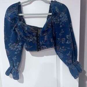 Urban Outfitters Floral Blue Blouse